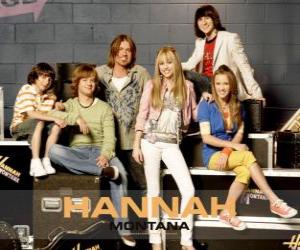 Puzzle Κύρια χαρακτήρες από Hannah Montana, Miley Ray Stewart, Λίλιαν &quot;Lilly&quot; Truscott, Oliver Oscar oken, Rod Stewart Jackson, Robby Ray Stewart και Rico Suave.